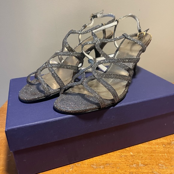 Stuart Weitzman Turningup Strappy Glitter Sandals - Picture 2 of 10